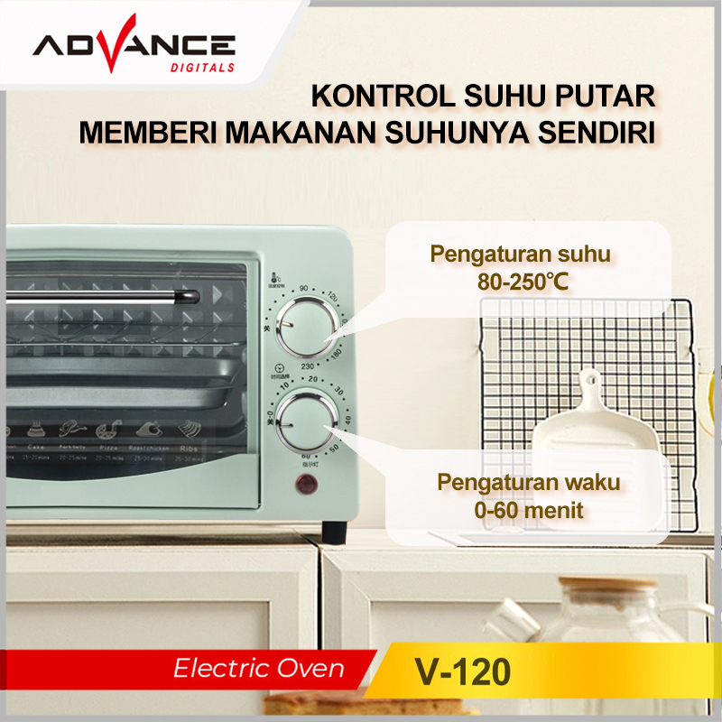 【Garansi 1 Tahun】Advance Voter Oven Listrik 12L-400 Low Watt Electric Oven Multi-Fungsi Kue Kontrol Suhu Waktu Roti