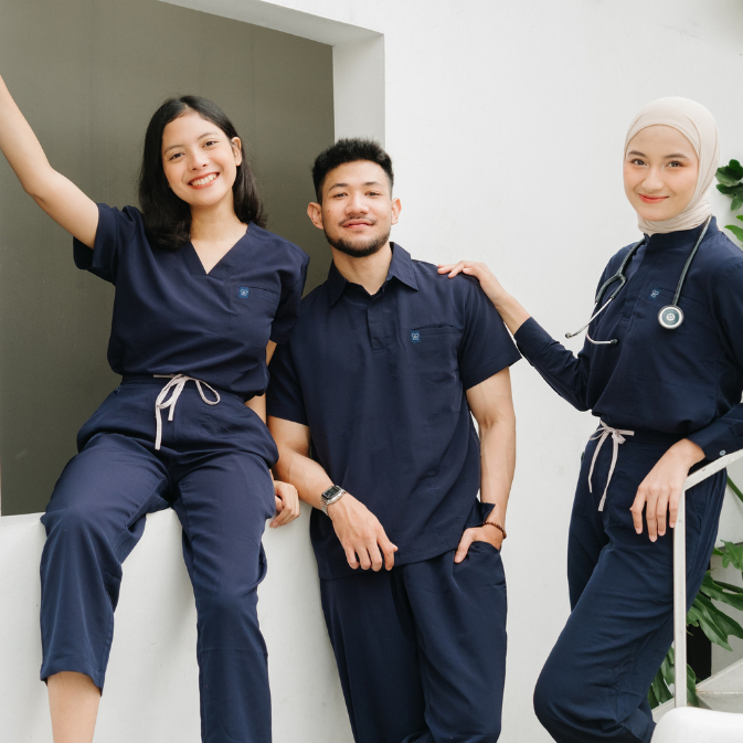 Baju Jaga POLO SS - DARK BLUE Scrubs Theatre Blues First Line Lengan Pendek