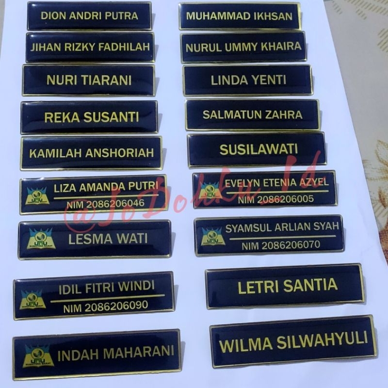 

Name Tag /Nama Dada/Papan Nama-Custom Satuan-Proses Cepat Satu Hari