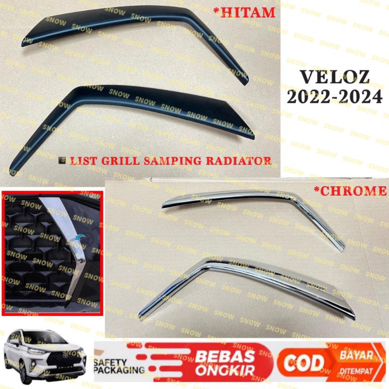 List Grill Samping Cover Radiator Veloz 2022 2023 2024 Hitam Chrome