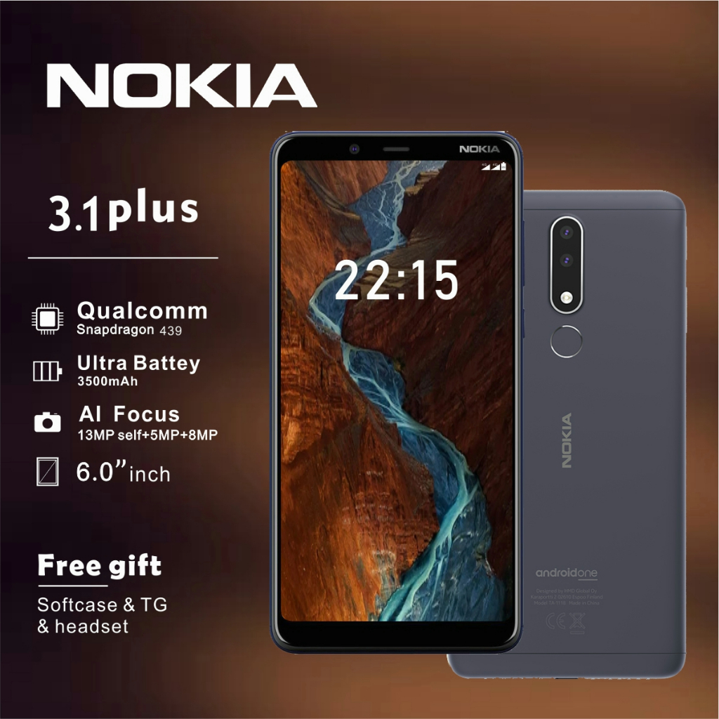 Nokia 3.1plus  / 6.0 inci layar / bisa 2sim+1sd /Garansi Indonesia/13MP+5MP camera / original new an