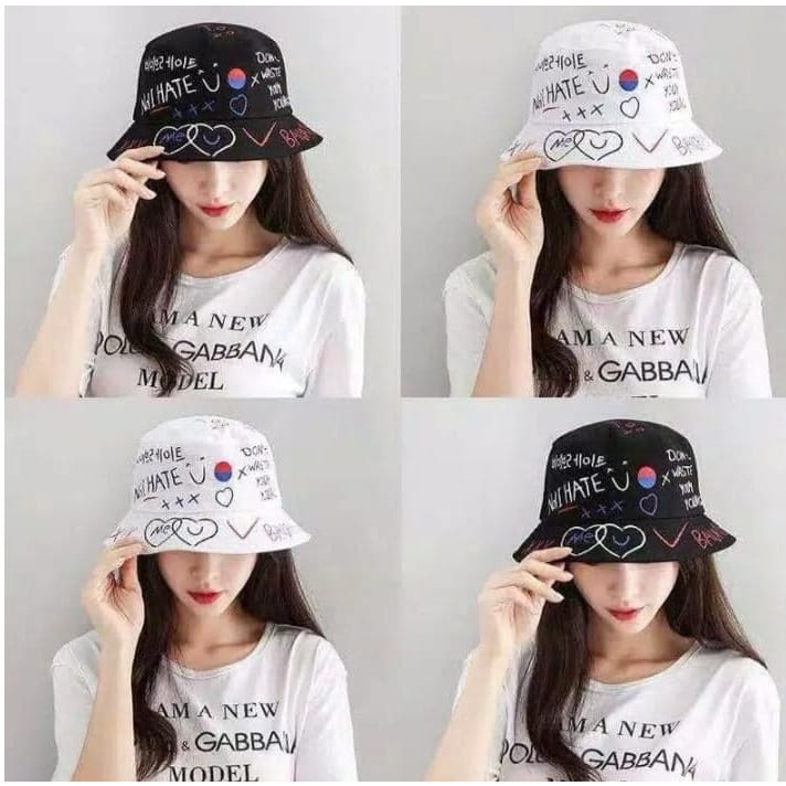 Bucket Korea Sablon Badas dan Messed Up Bolak Balik Kualitas Premium Termurah bisa bayar di tempat