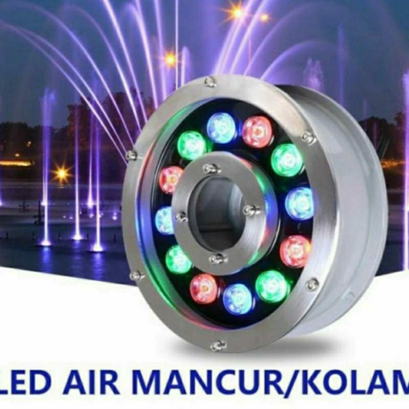 lampu kolam air mancur RGB 12 watt 12w 12v / lampu kolam warna warni air mancur 12 mata otomatis