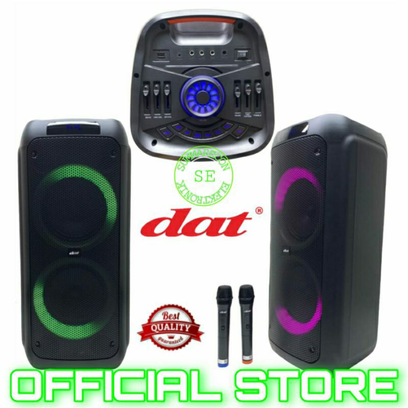 speaker portable with mic wireless dat dt2128 max2 speaker karaoke bluetooth original 8 inch double speaker