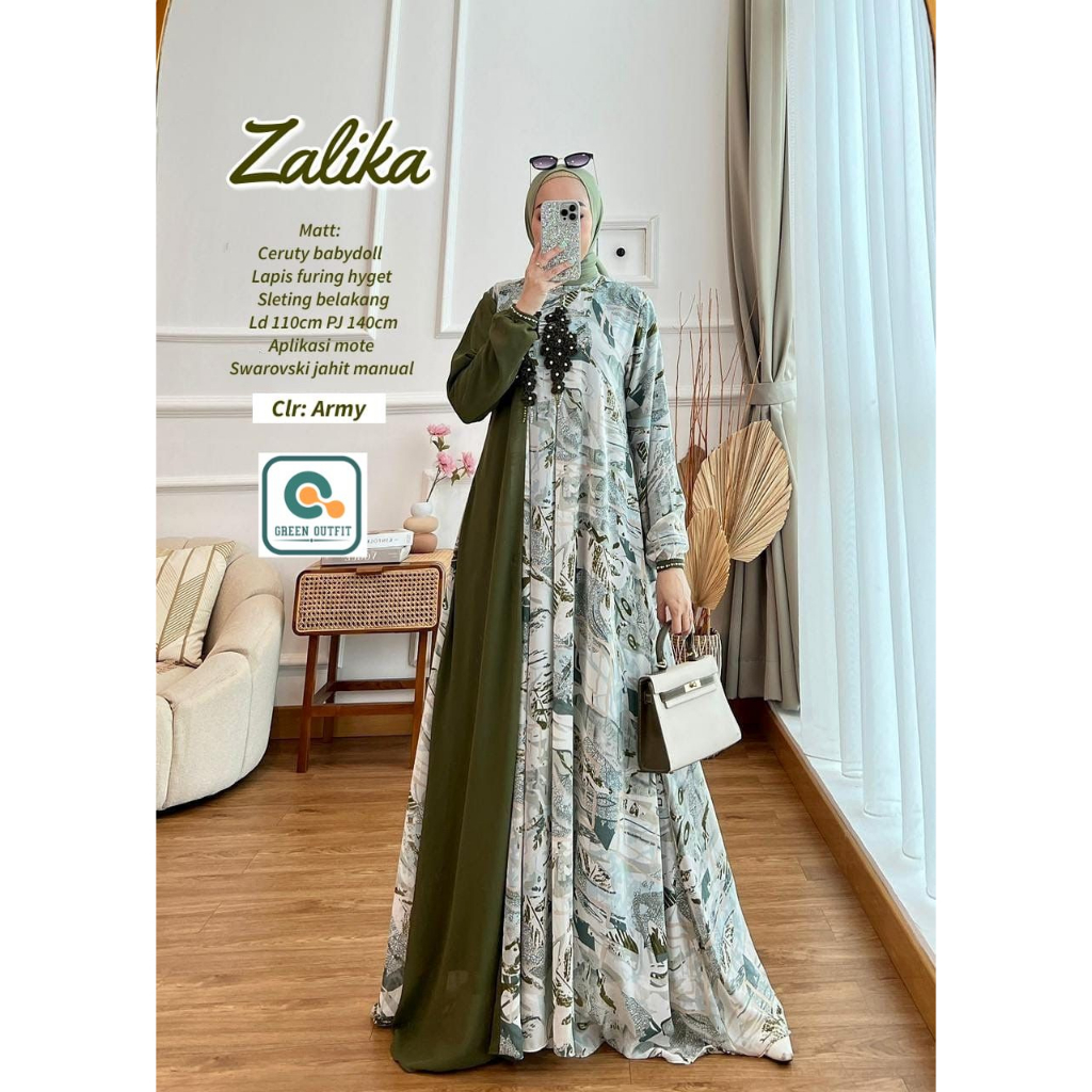 zalika dress dres maxi maxy pakaian baju gaun gamis perempuan wanita cewek cewe remaja dewasa muslim