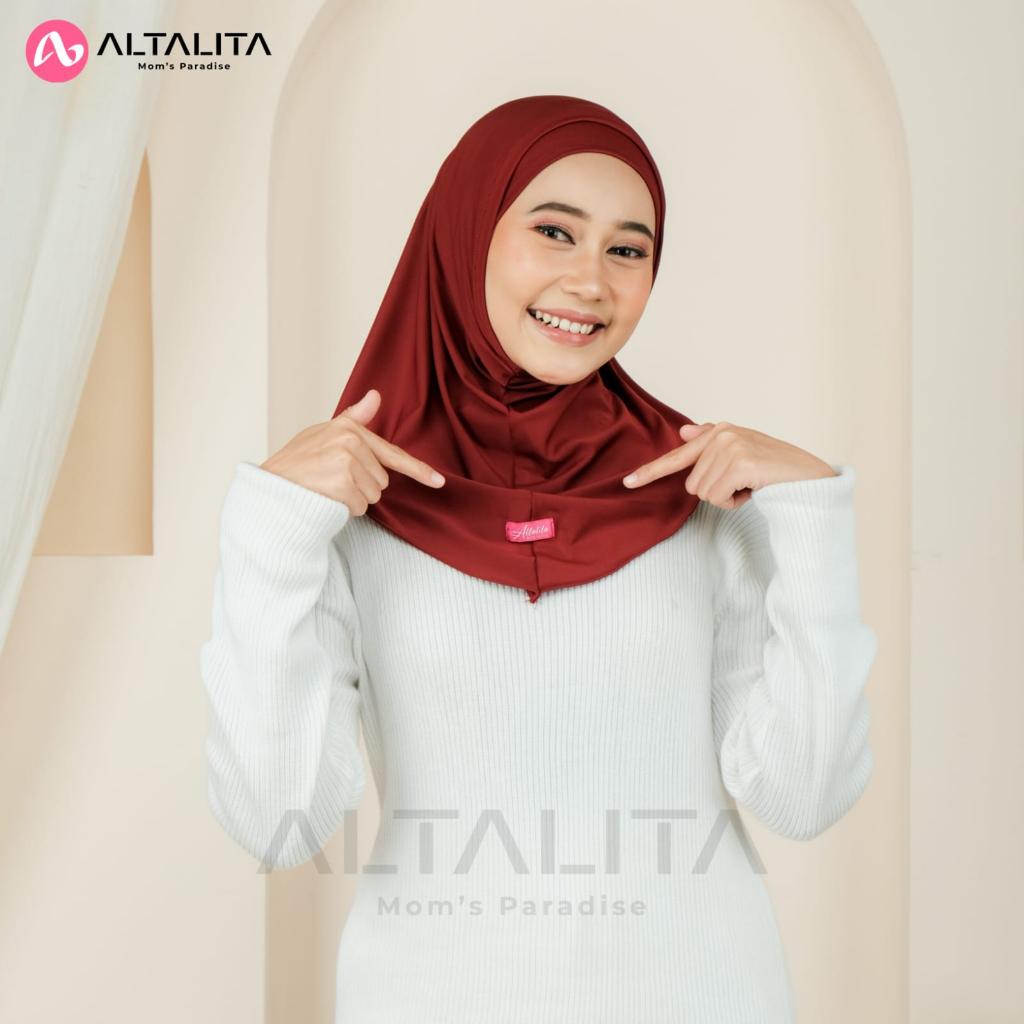 Altalita - Jilbab Instan Helma Bergo Sport Lubang Telinga Masker Headset Earphone Kacamata Bahan Jersey Premium Cocok untuk Olahraga Volly Futsal Senam dan Sehari-hari