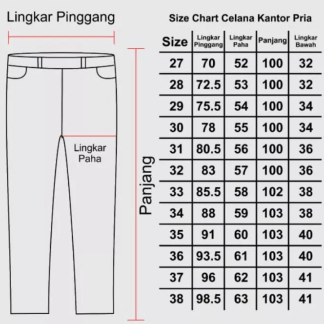 Celana Formal Pria Kerja Reguler / Celana Standar Kantor Slimfit / Bawahan Bahan Kain Size 27-38