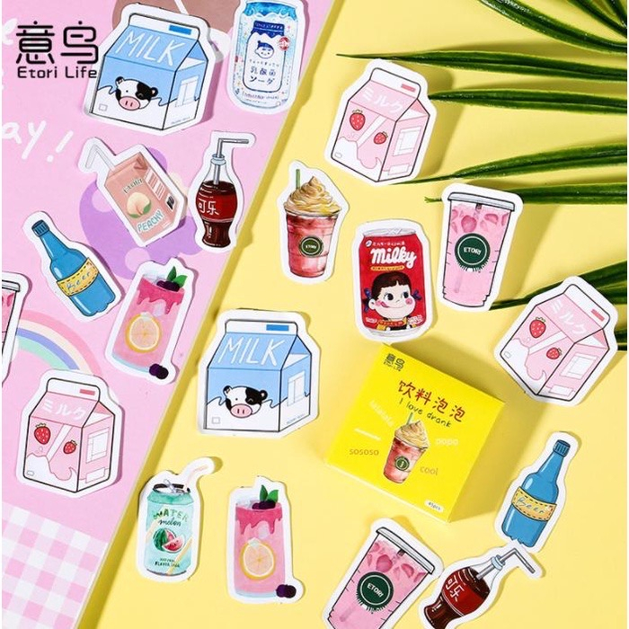 

Stiker Scrapbook Sticker Bujo Lucu Cute Drinks Minuman Lucu (46 pcs)