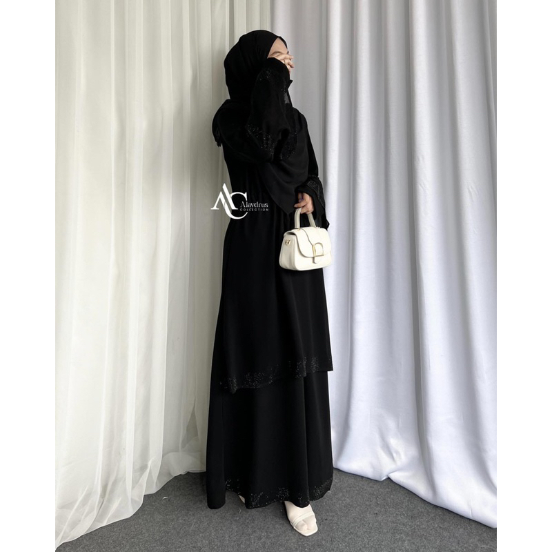 Abaya Gamis Hitam Dress Arab Saudi Bahan Jetblack 658