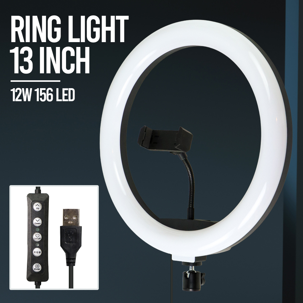 Lampu Ring Light RGB LED 12W 156 LED 13 Inch 1 Holder - F-330Q - White