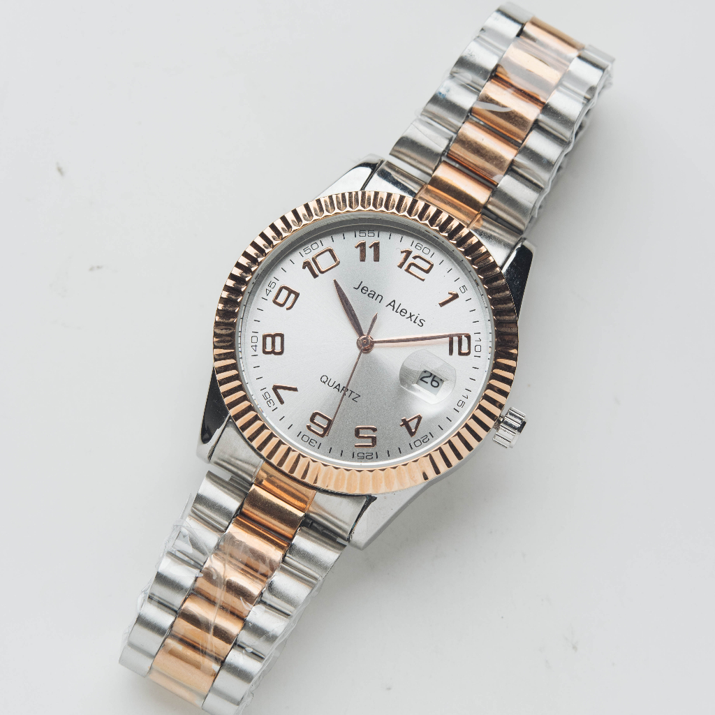 Jam Tangan Rantai Pria Cowok Anti Air Jean Alexis Prestige JA120 Datejust - GST - White Dial