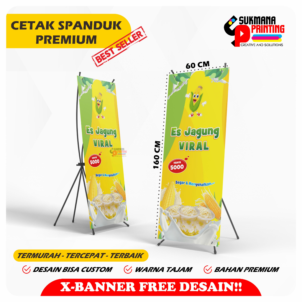 X-BANNER STAND 1 SET RANGKA SPANDUK XBANNER ES JAGUNG VIRAL
