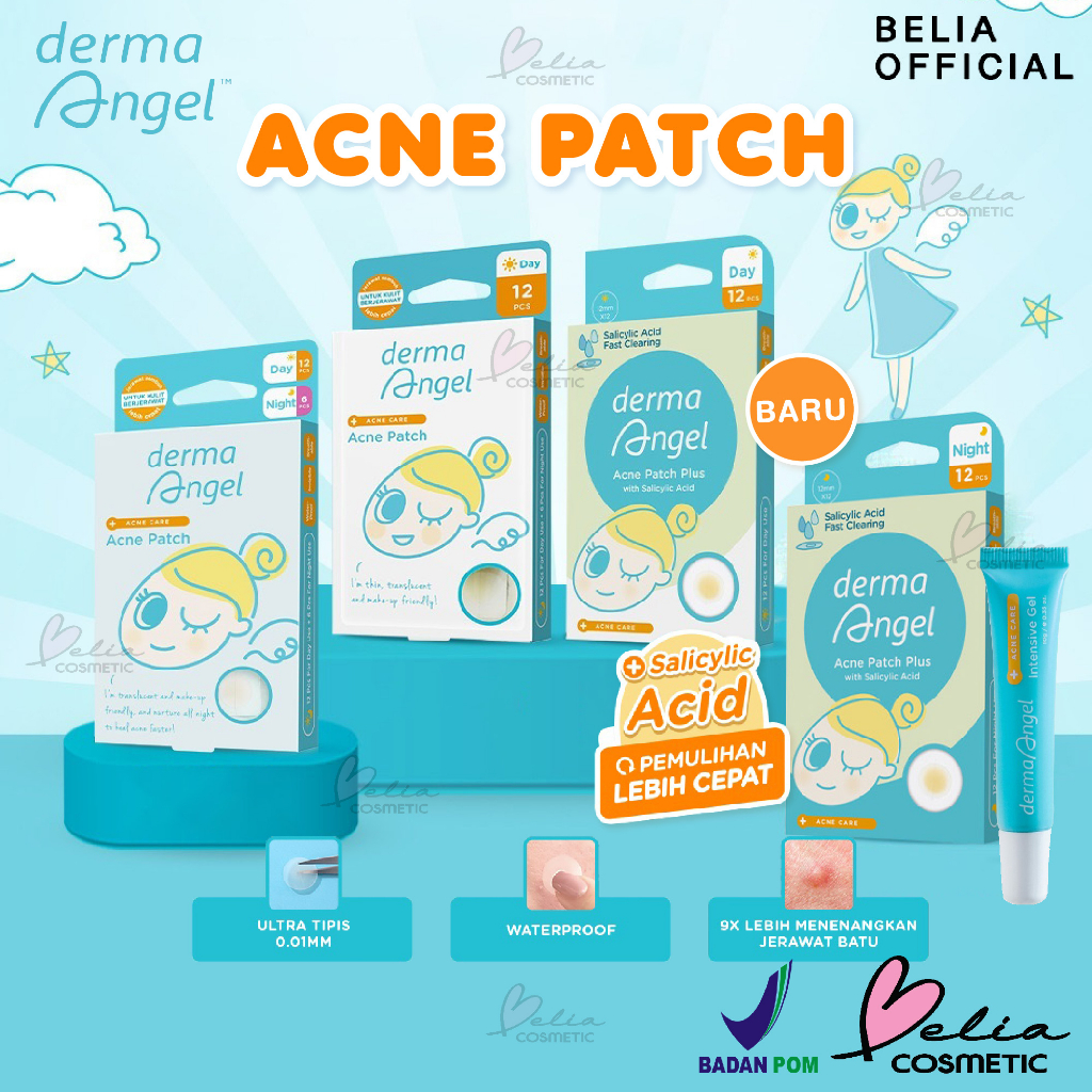 ❤ BELIA ❤ DERMA ANGEL (✔️BPOM)  Acne Patch Day Night | Plester Jerawat Transparan | Intensive Gel With Salicylic Acid