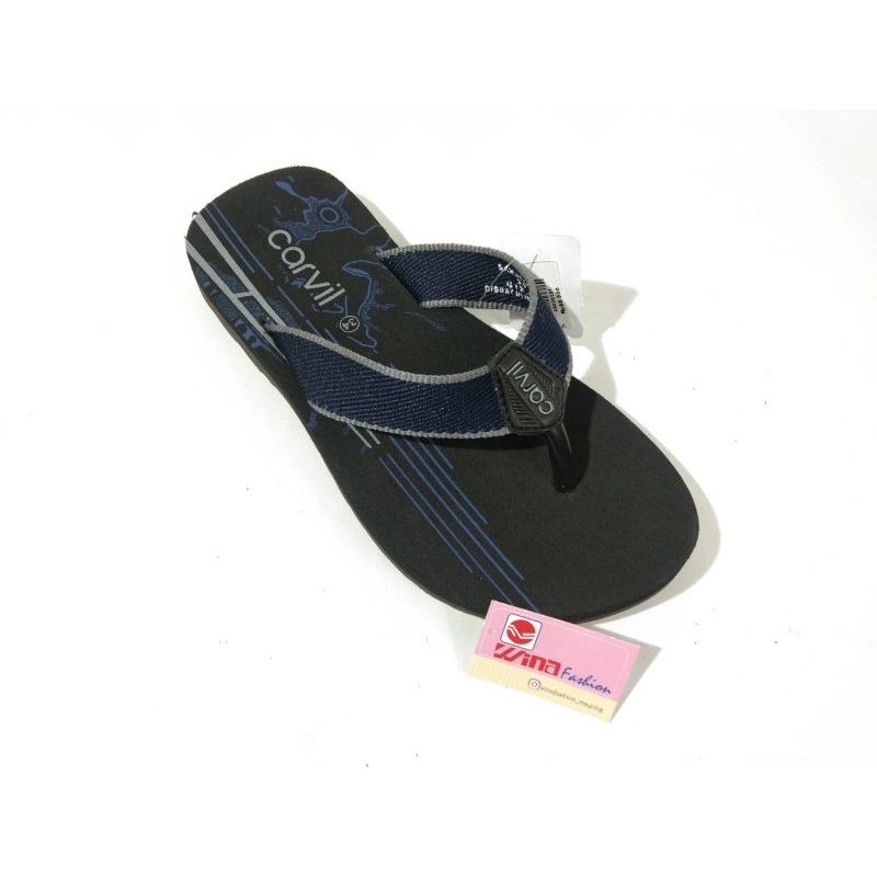 Sandal Anak Carvil Art Kuma-TP,  Samuel, martino, Desmon &  Koboi model Jepit warna Black/lightblue