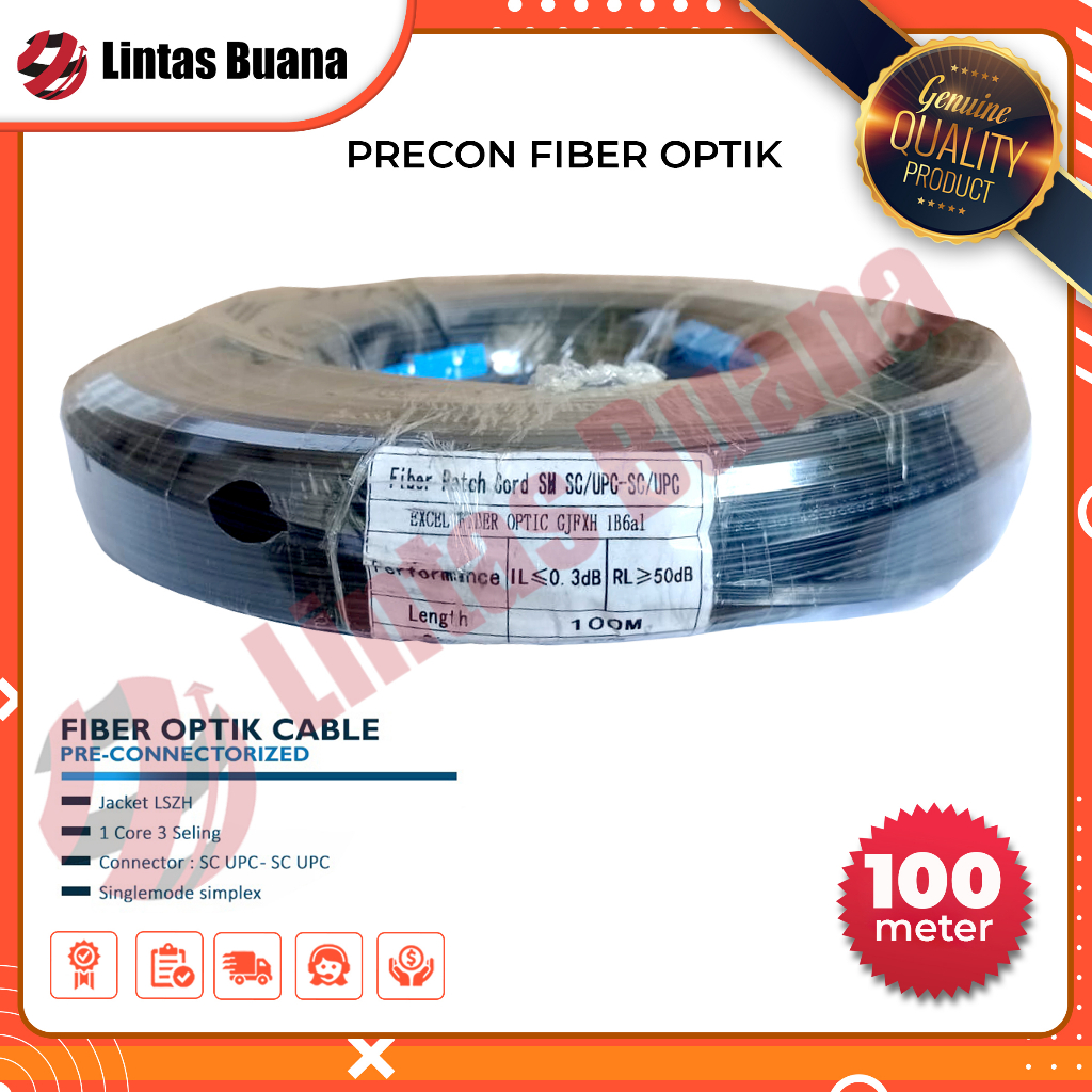 Kabel Dropcore FTTH Precon 1 Core 3 seling 100 Meter