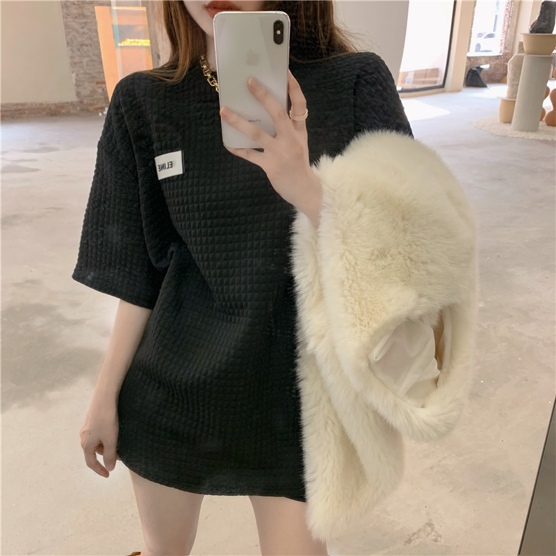 EUNII T-shirt Atasan Kaos Putih Lengan Pendek Wanita Oversize Korean Style
