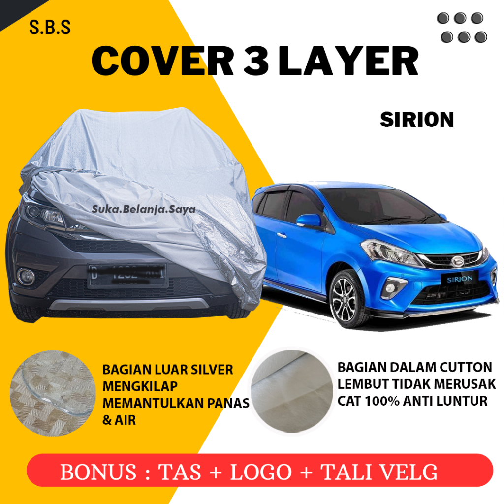 OUTDOOR PREMIUM Body Cover Mobil sirion Sarung Mobil sirion agya ayla brio rs/brio satya brio lama all new brio/brio 2022 brio 2023 agya 2022 agya 2023 ayla 2022 ayla 2023