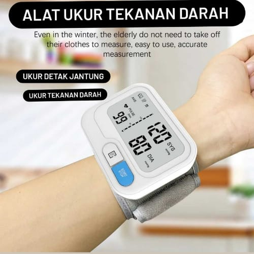 Yongrow Alat Pengukur Tekanan Darah Pergelangan Tangan Detak Jantung Darah Tensi Blood Pressure Monitor