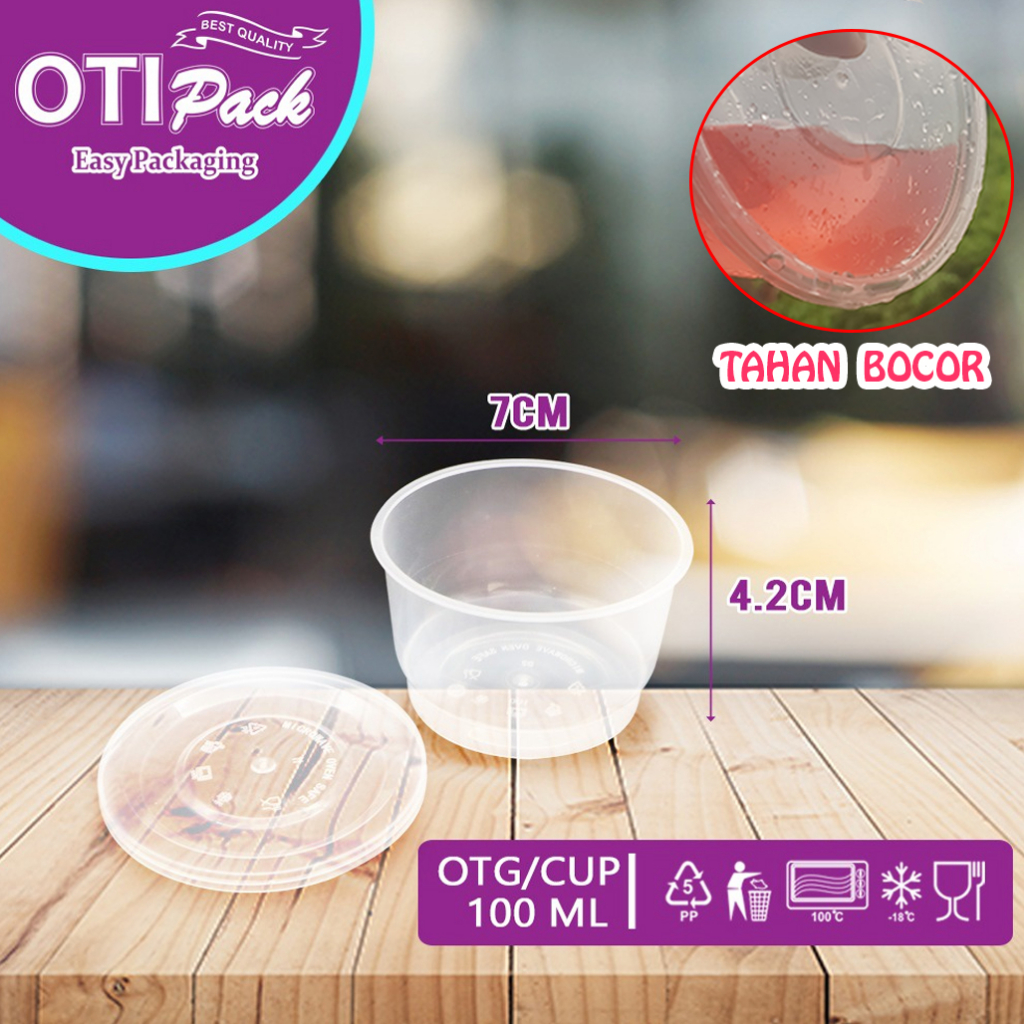 BISA RETUR! 25PC Thinwall Cup 100 ml tempat sambal kontainer Kotak makan plastik OTG100 OTIPACK