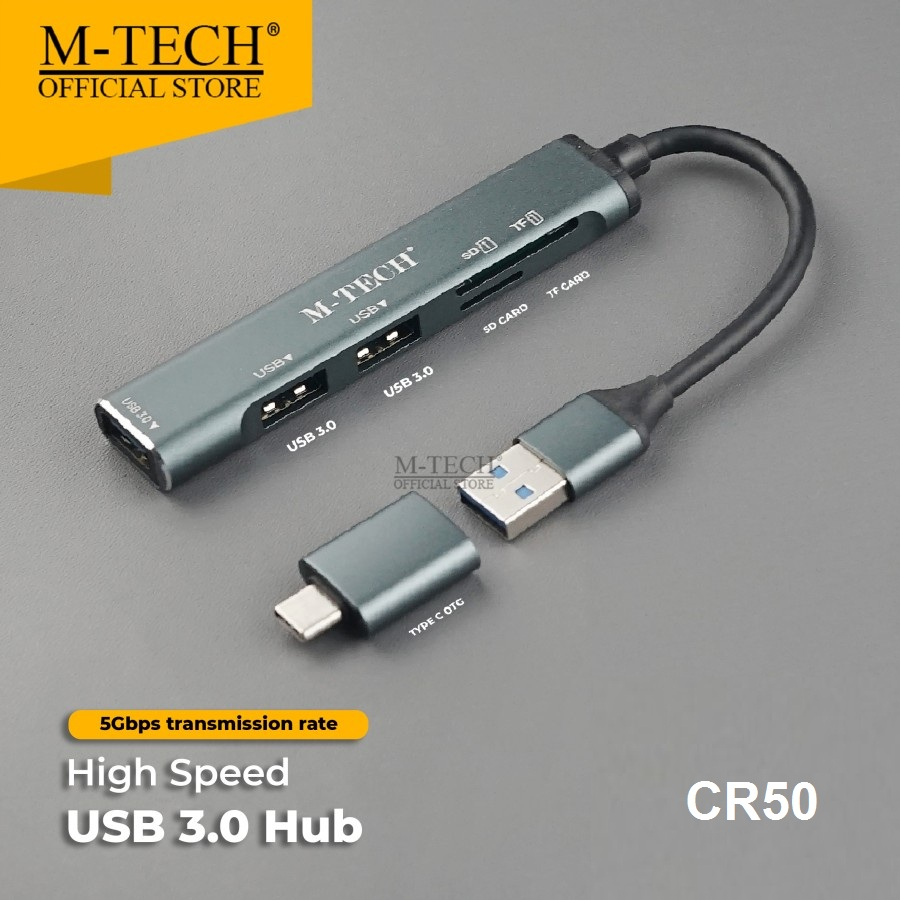 M-Tech USB Hub Card Reader 5 in 1 CR50 with OTG Type C