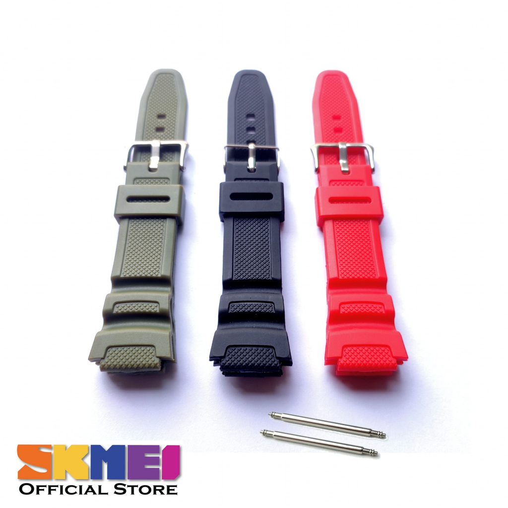 STRAP TALI JAM TANGAN SKMEI 1454 1496 CASIO AE1000 AE1100 FREE 2 PEN hitam hijau merah