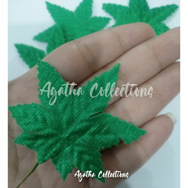 Daun bunga palsu daun hias bertangkai per 12 biji