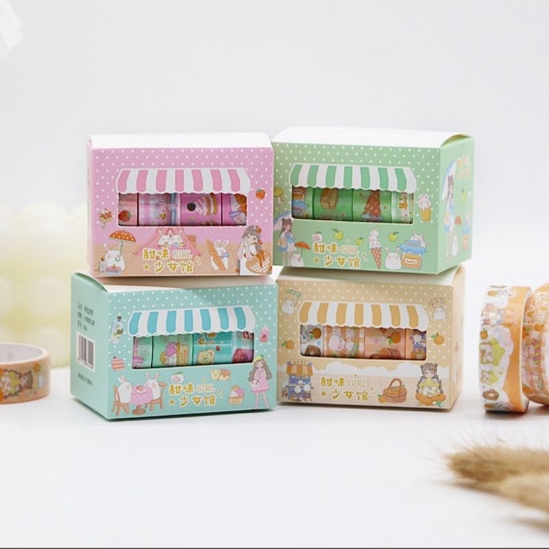 

washi tape motif rabbit girl - selotip kertas lucu - cute washi tape - masking tape