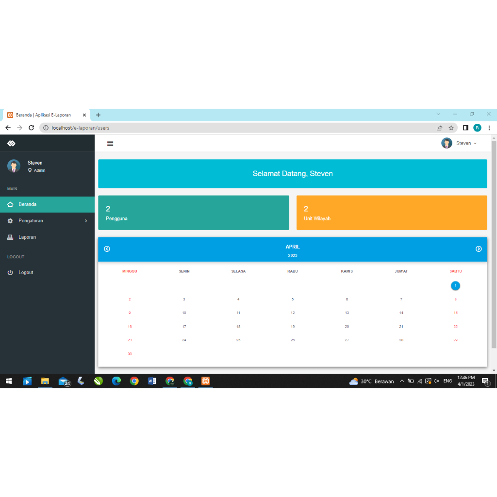 Program Aplikasi Laporan Kerja Berbasis Web