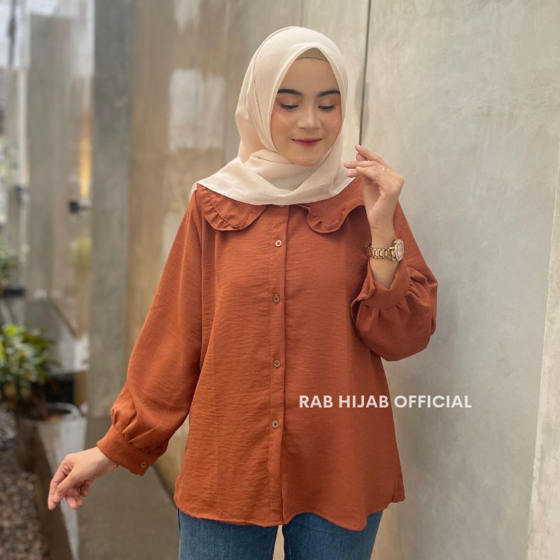 Lozy Blouse Atasan Kemeja Basic Polos Wanita Crinkle Airflow Premium