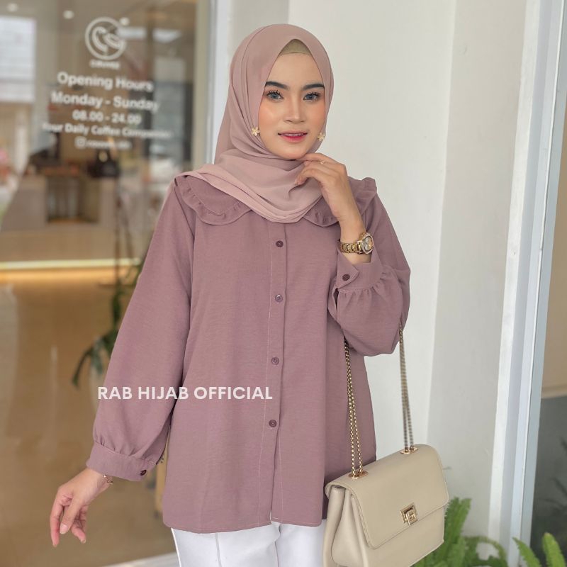 Lozy Blouse Atasan Kemeja Basic Polos Wanita Crinkle Airflow Premium