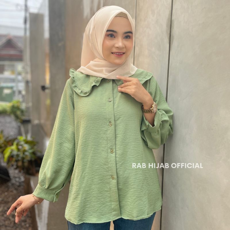 Lozy Blouse Atasan Kemeja Basic Polos Wanita Crinkle Airflow Premium