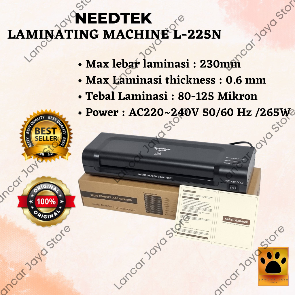 Mesin Laminating Needtek L225N/Laminating Machine A4 Needtek L225N