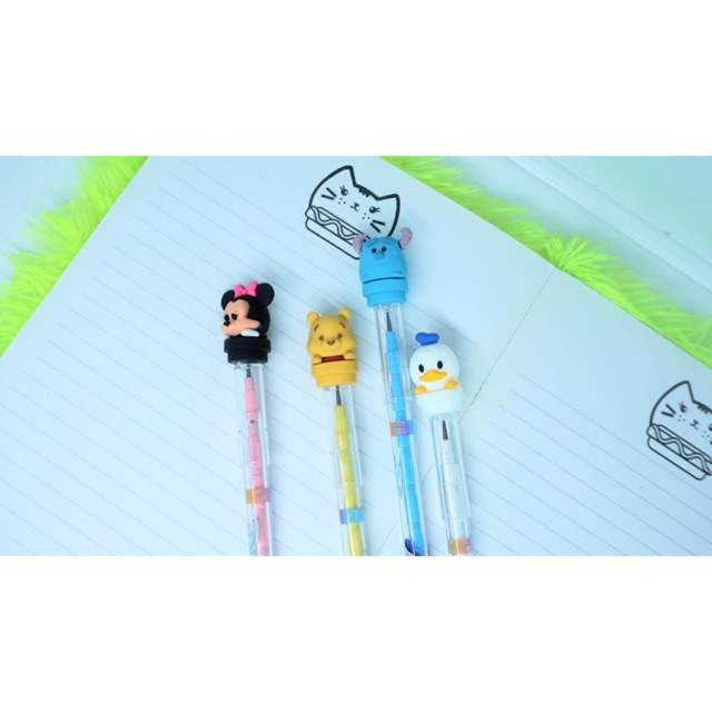 Pensil Tulis Anak Tsum Tsum Pensil Susun Karakter Murah BISA ISI ULANG Pencil Tulis Sekolah anak Lucu