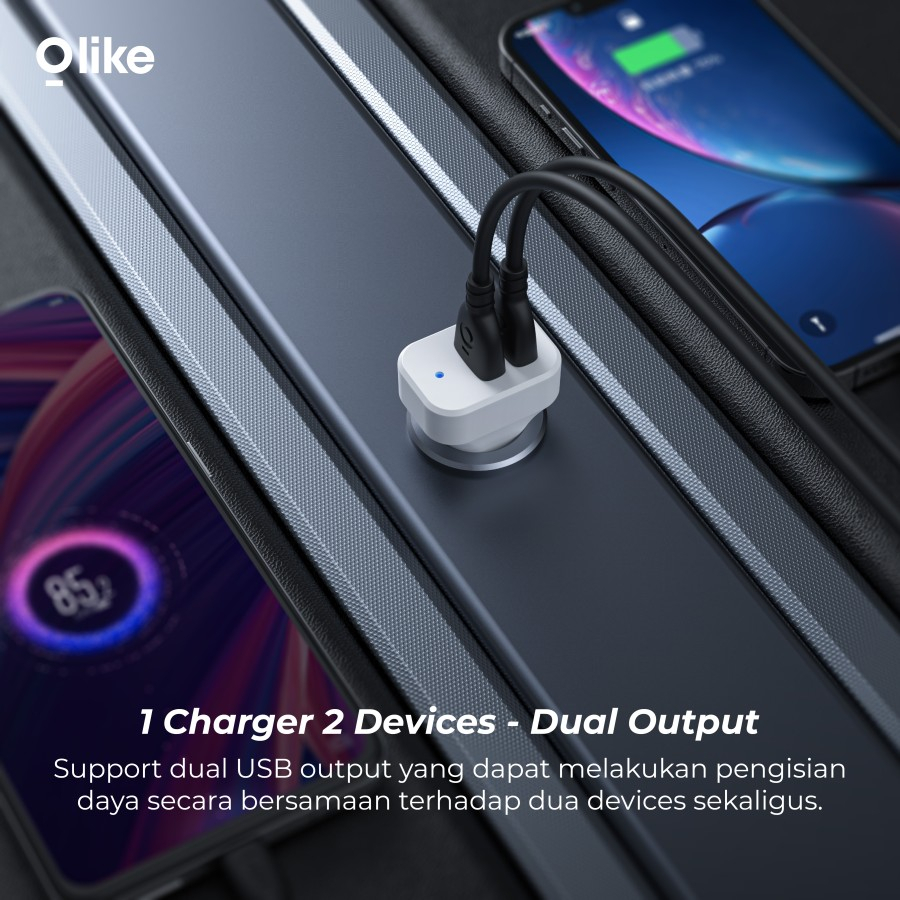 Olike R11 Small Car Charger Dual USB 3.1A Max Smart Protection Murah