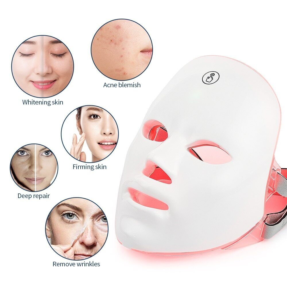 Masker LED PDT Light 7 Warna Led Mask Photon Therapy Alat Perawatan Wajah Penggunaan Pengisian Daya