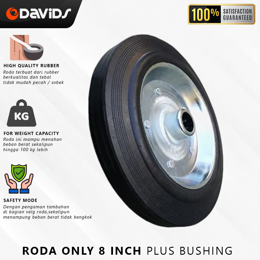 Roda Troli Karet Caster Gerobak Ban Troly Only 8 Inch Plus Bushing