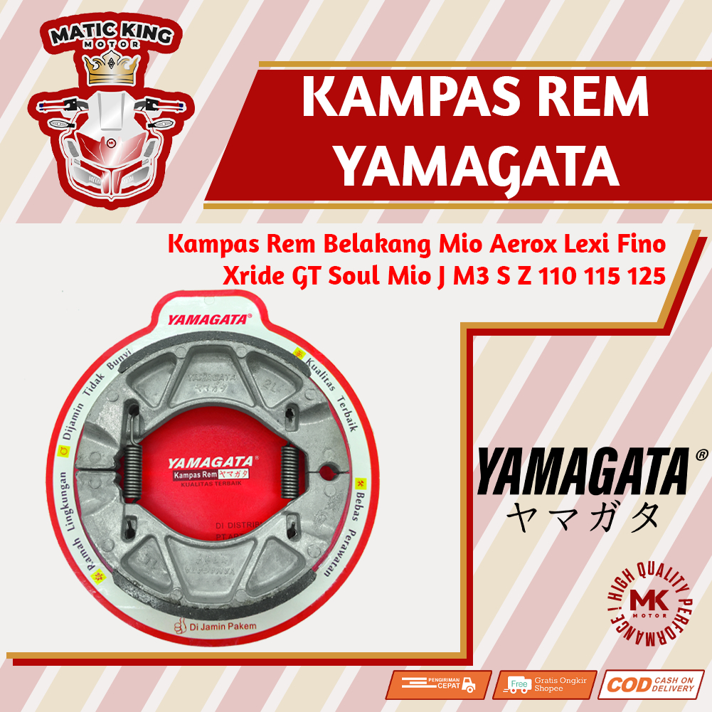 Kampas rem tromol belakang Yamaha Mio Fino Aerox X Ride  M3 Soul GT Jupiter MX Vixion Freego Gear Yamagata