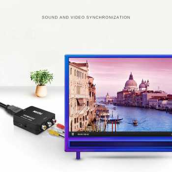 RRS STORE converter Kebidu Adaptor Konverter HDMI to RCA AV 1080p - HDV-M710 hubungkan laptop atau PC dengan perangkat lama yang masih menggunakan kabel RCA seperti TV, layar display dan proyektor