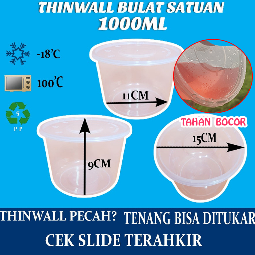 Thinwall Bulat 1000ML/ Food Container Mangkok Mangkuk OTBS1000