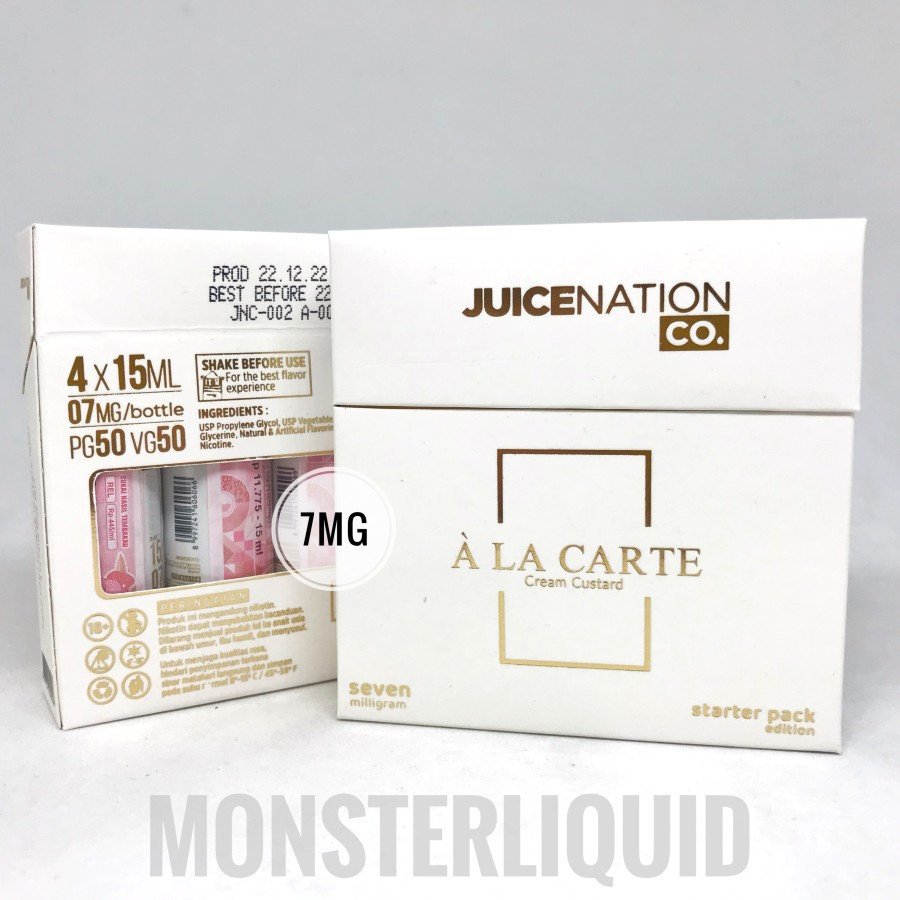 A LA CARTE STARTER PACK CREAM CUSTARD JUICENATION 7MG 4X15