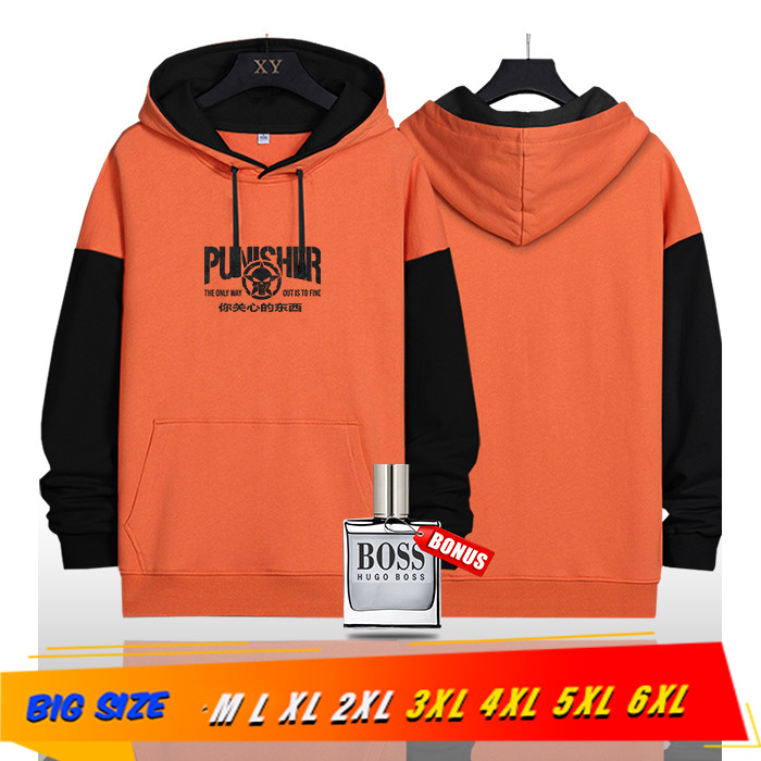 Hoodie Oversize Sweater Hoodie Pria Jaket Hodie Pria Big Size the Pnhs - orange - hitam, M
