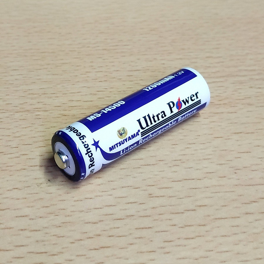 Barangunik2021 -Baterai Rechargeable AA 1200mAh Mitsuyama MS-14500/Baterai Li-ion Mitsuyama A2 1.2V dan  3.7V isi Ulang MS-14500/1200mAh