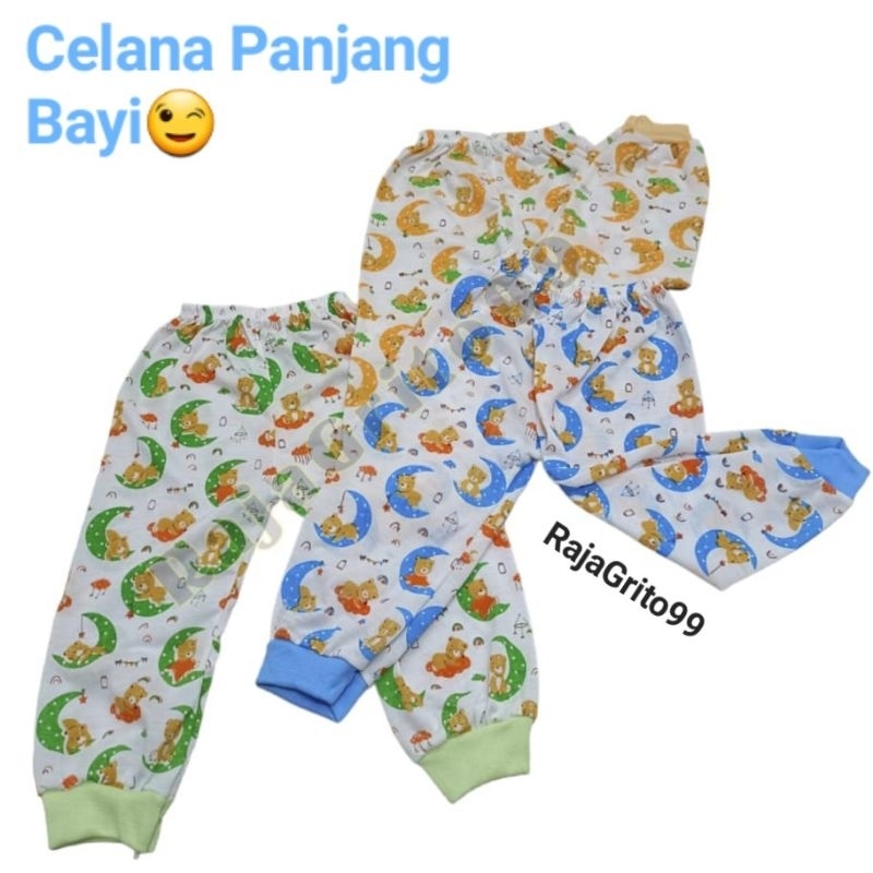 Celana Panjang Bayi Motif Print Sablon (Grosir 12pcs) Newborn