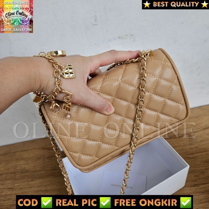 tas ck charm quilted with box khakis nude brown, black, and white love charm ready stock charles ready stock cirebon indramayu kuningan majalengka keith instan losari