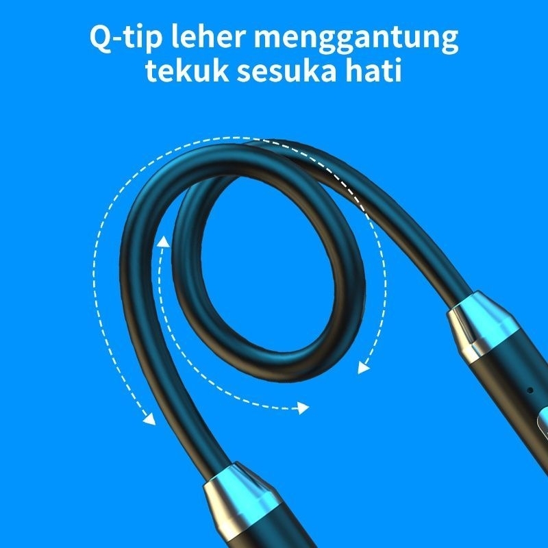 Headset Leher Bluetooth olahraga Earphone Nirkabel sport streo earbud sport magnetic