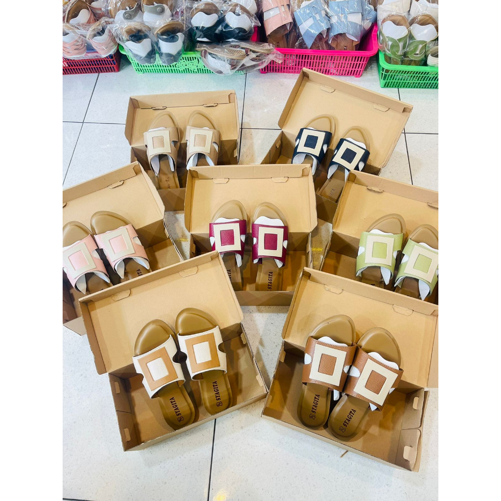 SANDAL KULIT WANITA MODEL KOKOP KOTAK AQUILA - TOKO SYAGITA KULIT ASLI GARUT