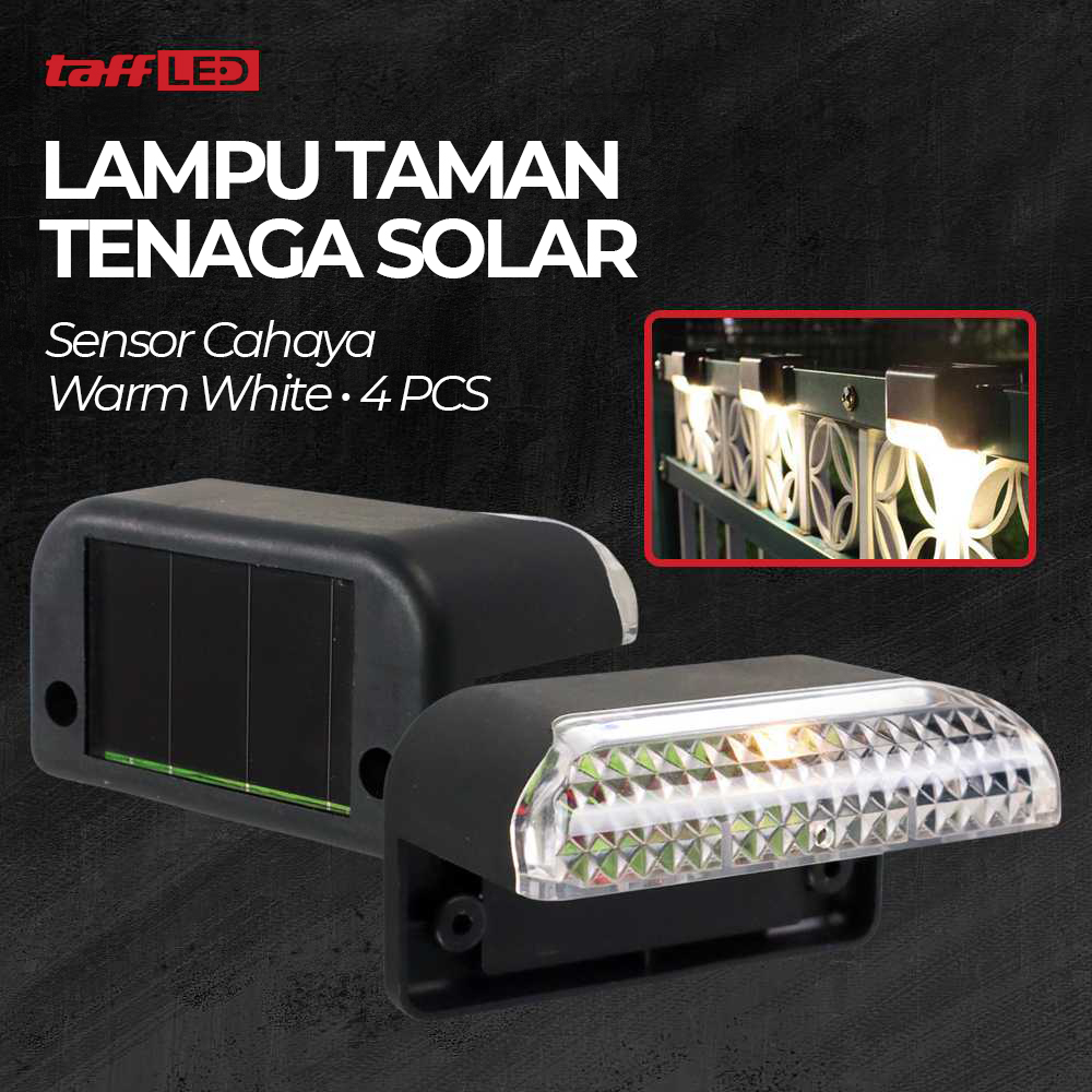 TaffLED Lampu Taman Hias Solar Sensor Cahaya IP44 Warm White 4 PCS - L20 - Black