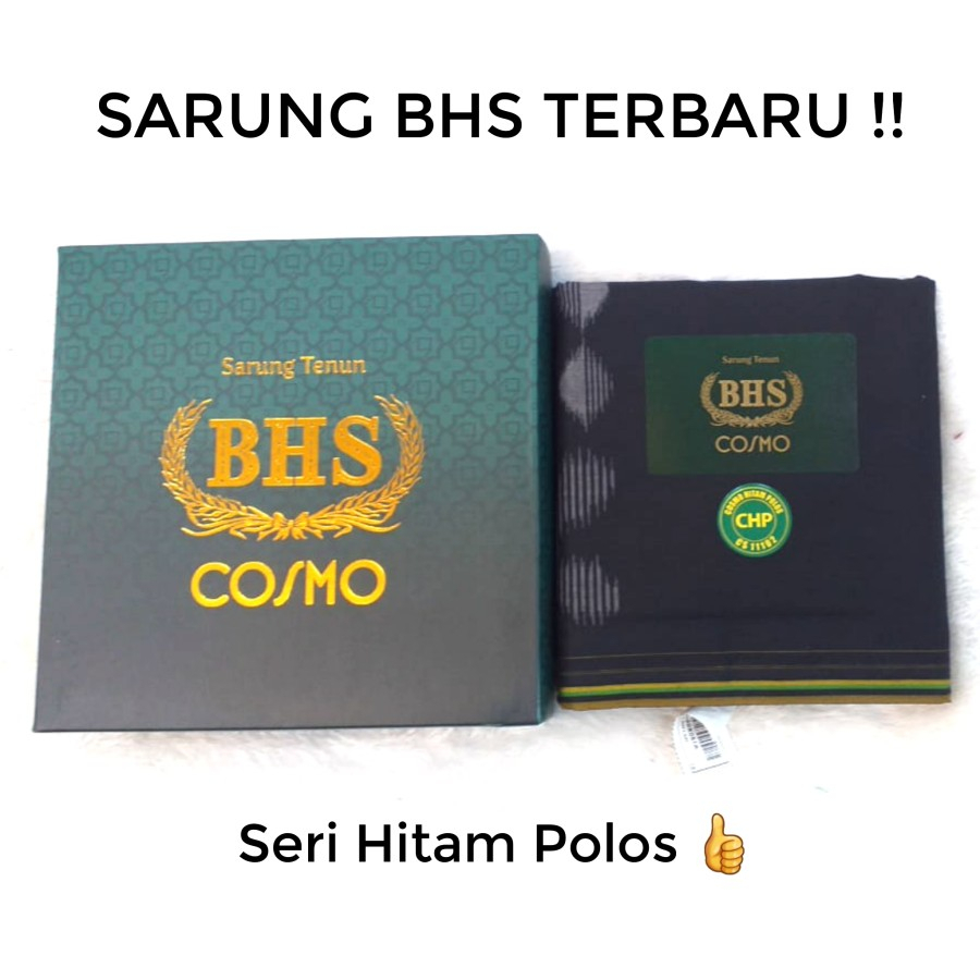Sarung Tenun BHS Hitam Asli Original seri COSMO fashion muslim pria dewasa aksesoris pakaian perleng