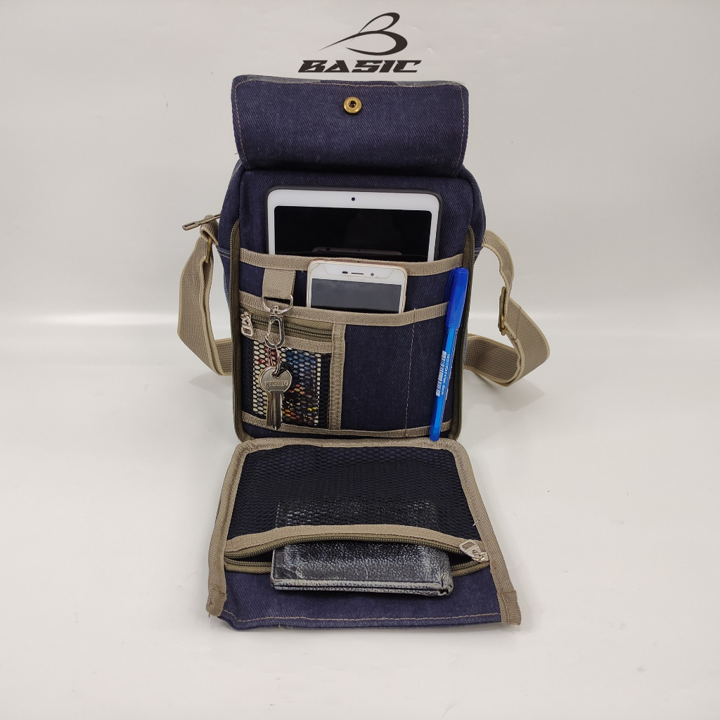 Baepack Tas Selempang kanvas Cowok Seri Xavier Navy Original Baepack