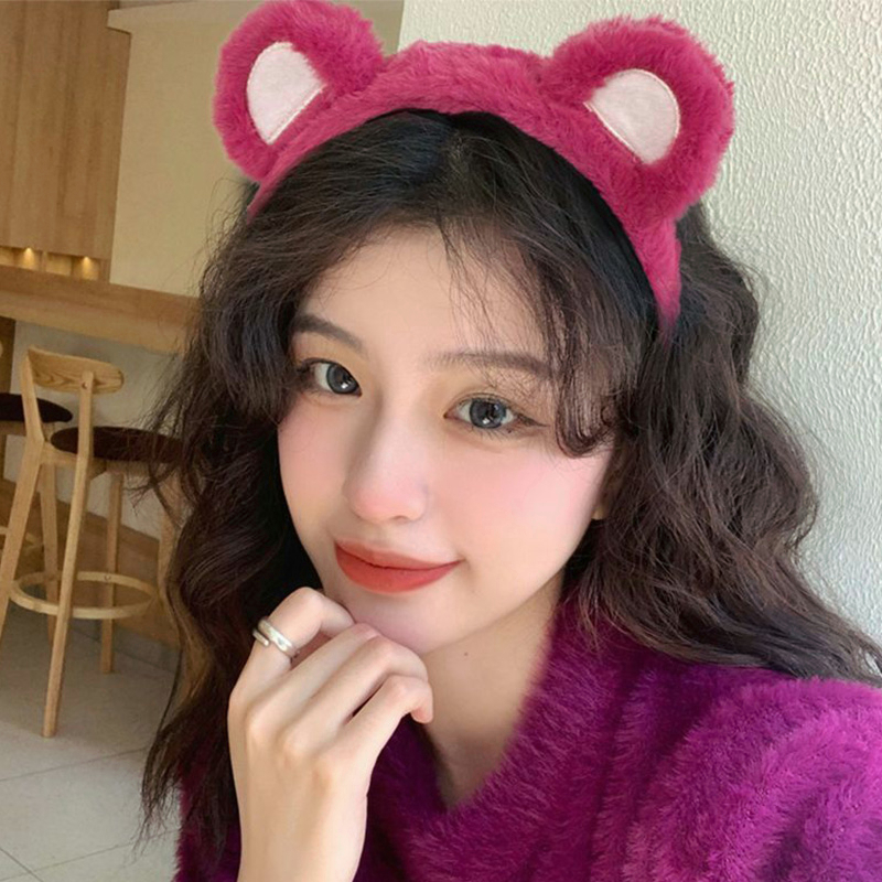 COD❤️Jepit rambut Lotso Beruang Stroberi Bulu Lucu Korea/ Bando Lotso Klip Rambut Wanita Anak Kuda Gadis Kecil Hair clip